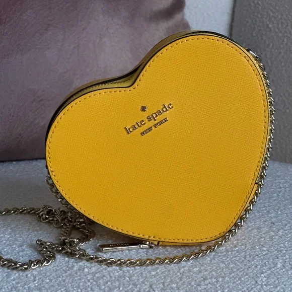 Kate Spade Love Shack mini Mango Ice Yellow, heart Crossbody - Picture 2 of 6